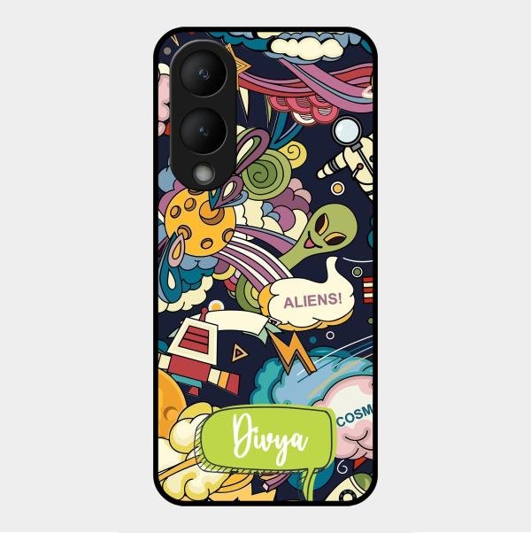 Space Glass Case Cover For Vivo Y17S