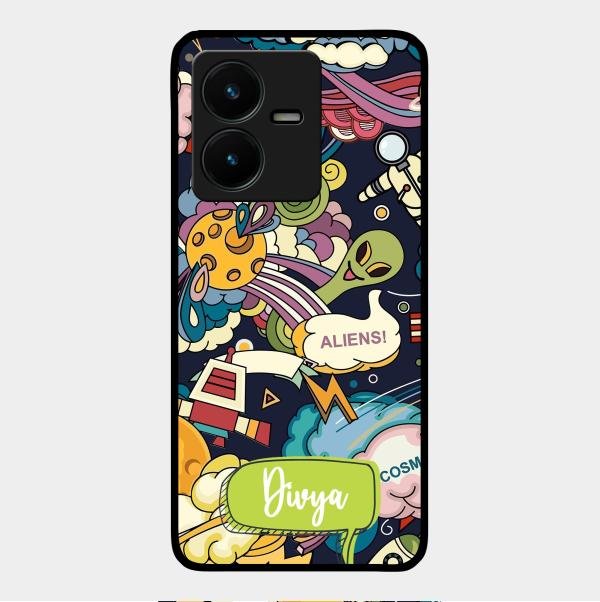 Space Glass Case Cover For Vivo Y22