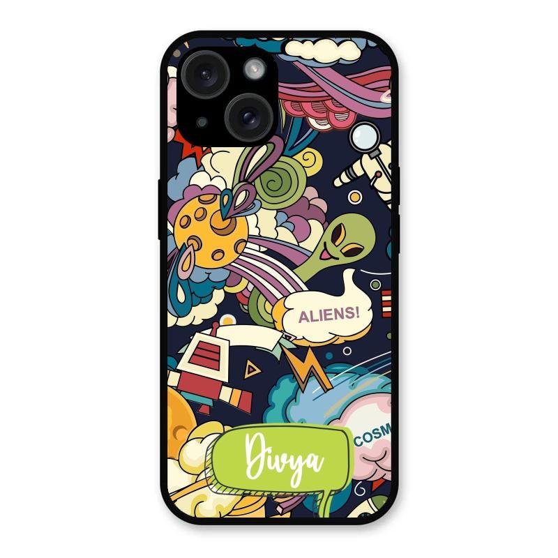 Space Glossy Metal Case Cover For iPhone 15