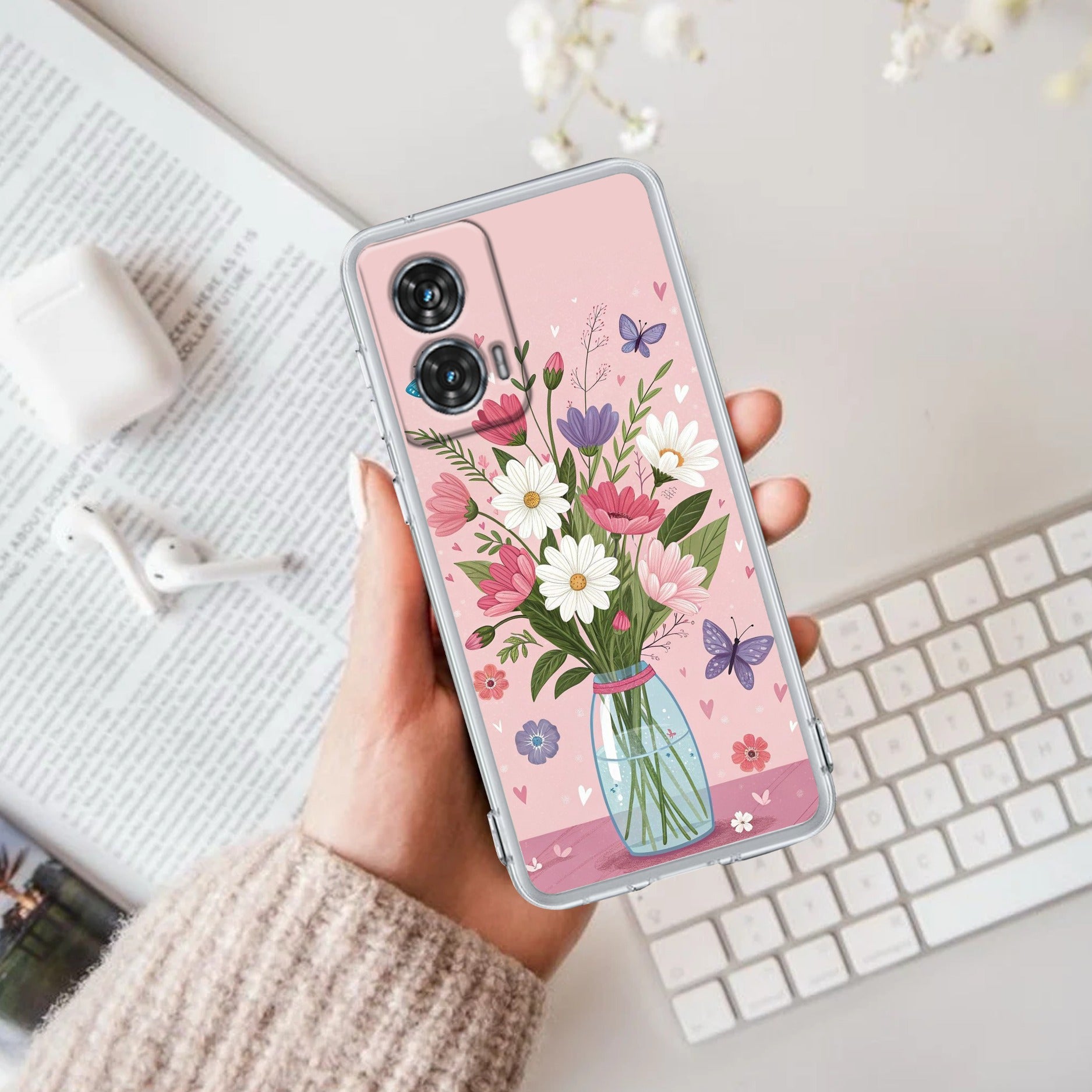 Spring in a Vase Anti Yellow Case For Motorola G96 5G