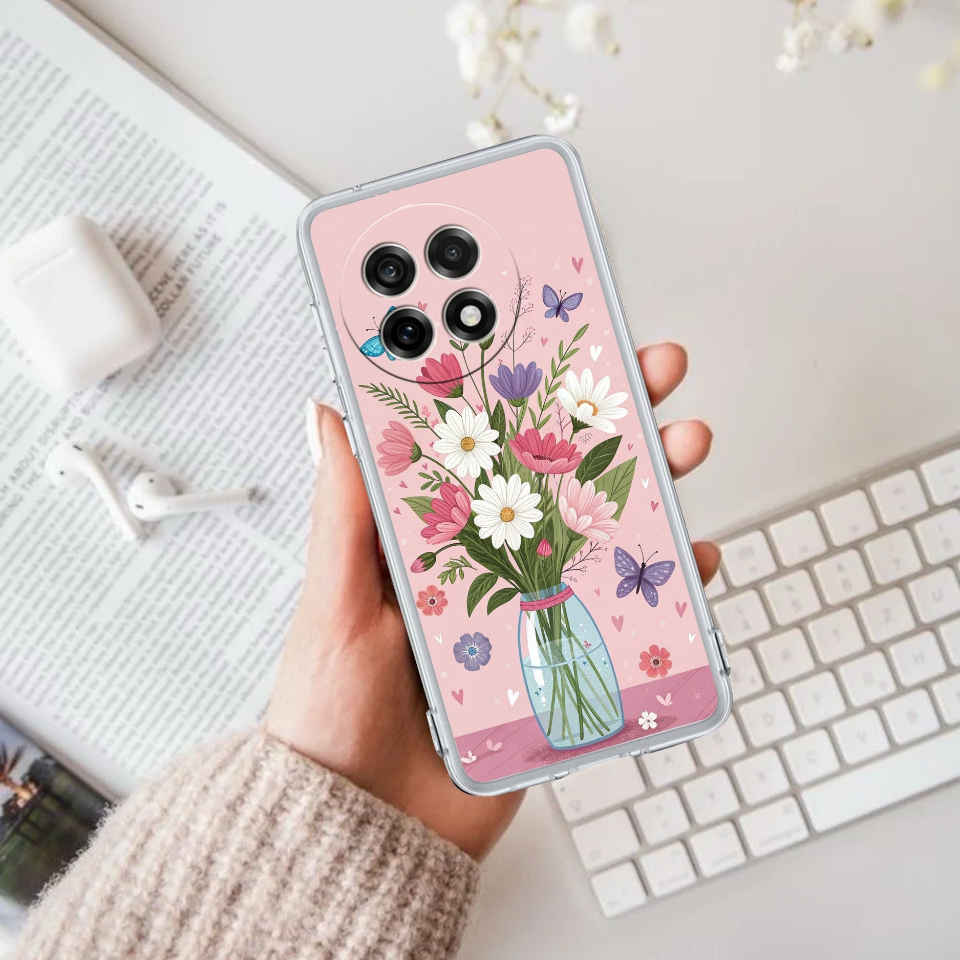Spring in a Vase Transparent Silicon Case For OnePlus 13R 5G
