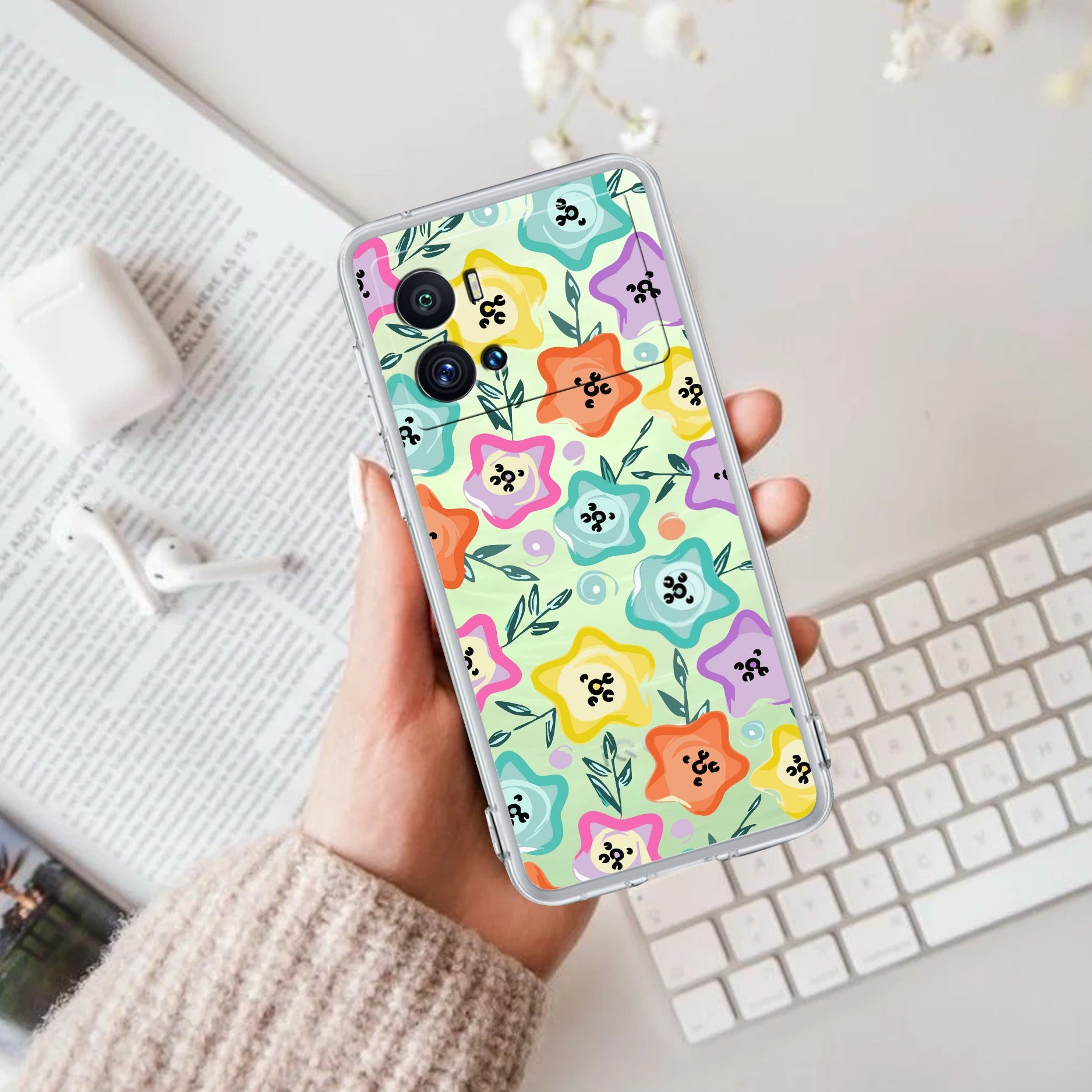 Star Floral Transparent Silicon Case For iQOO Neo 7 Pro 5G