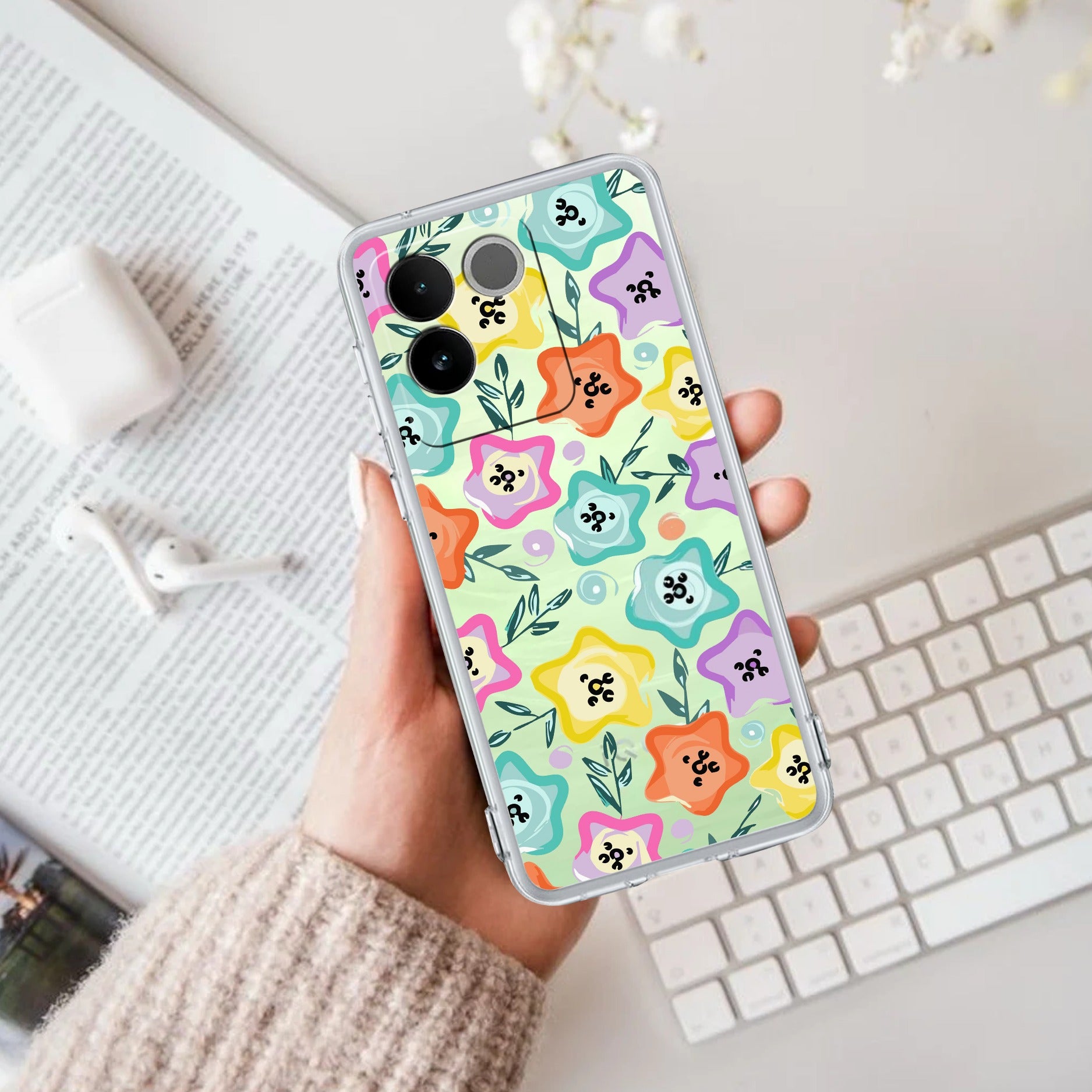Star Floral Transparent Silicon Case For iQOO Z7 Pro 5G