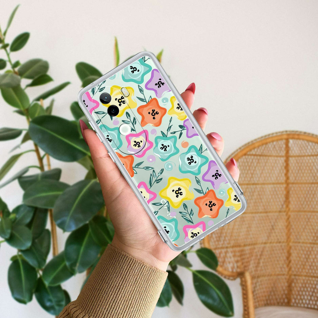 Star Floral Transparent Silicon Case For Vivo V25