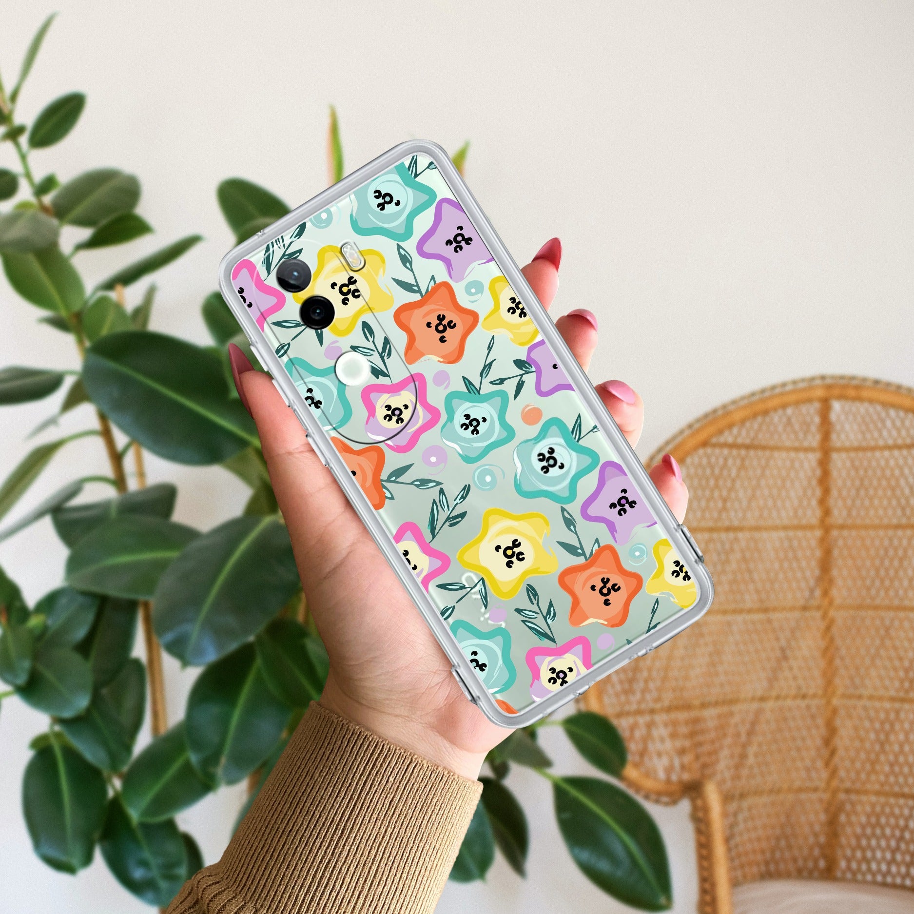 Star Floral Transparent Silicon Case For iQOO Z9s 5G
