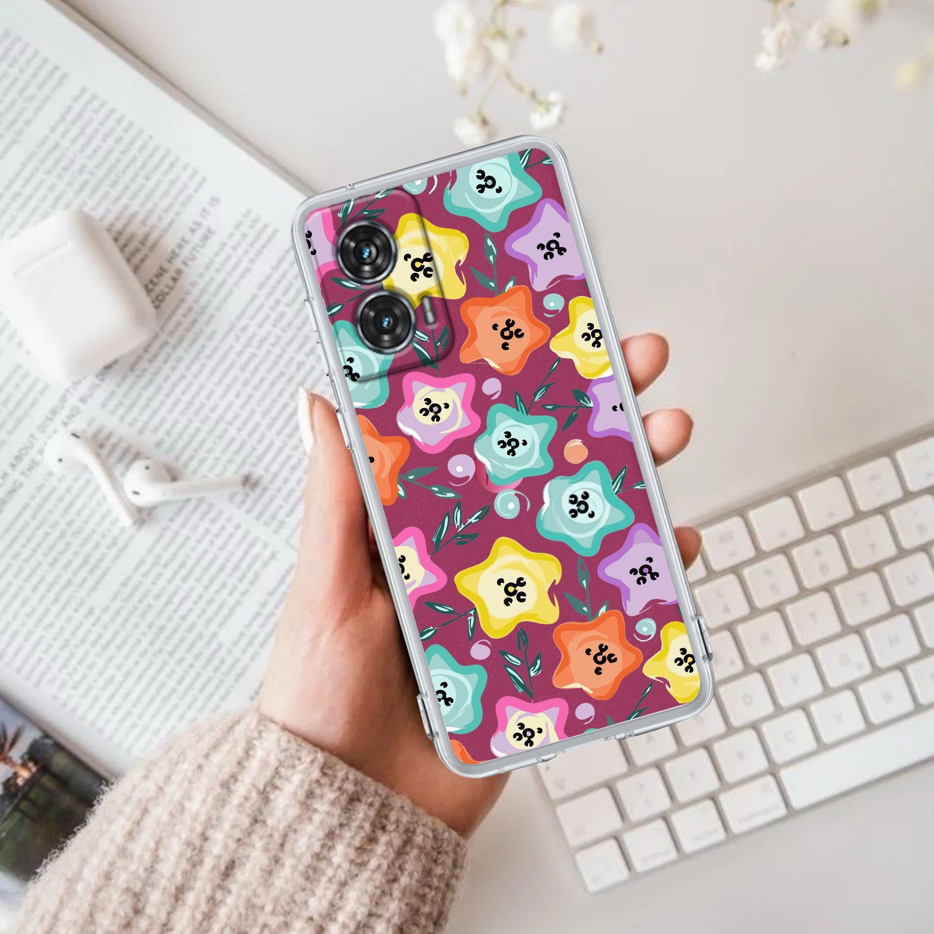 Star Floral Anti Yellow Case For Motorola G96 5G