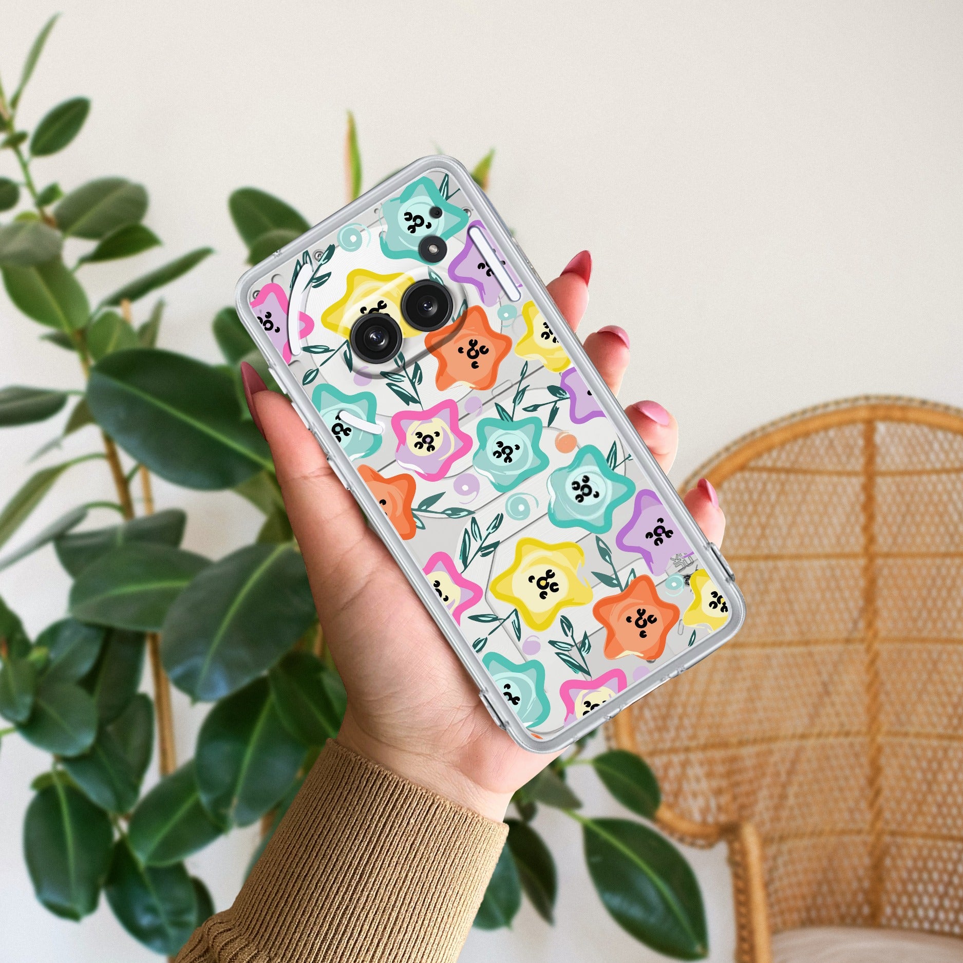Star Floral Transparent Silicon Case For Nothing Phone 2a Plus