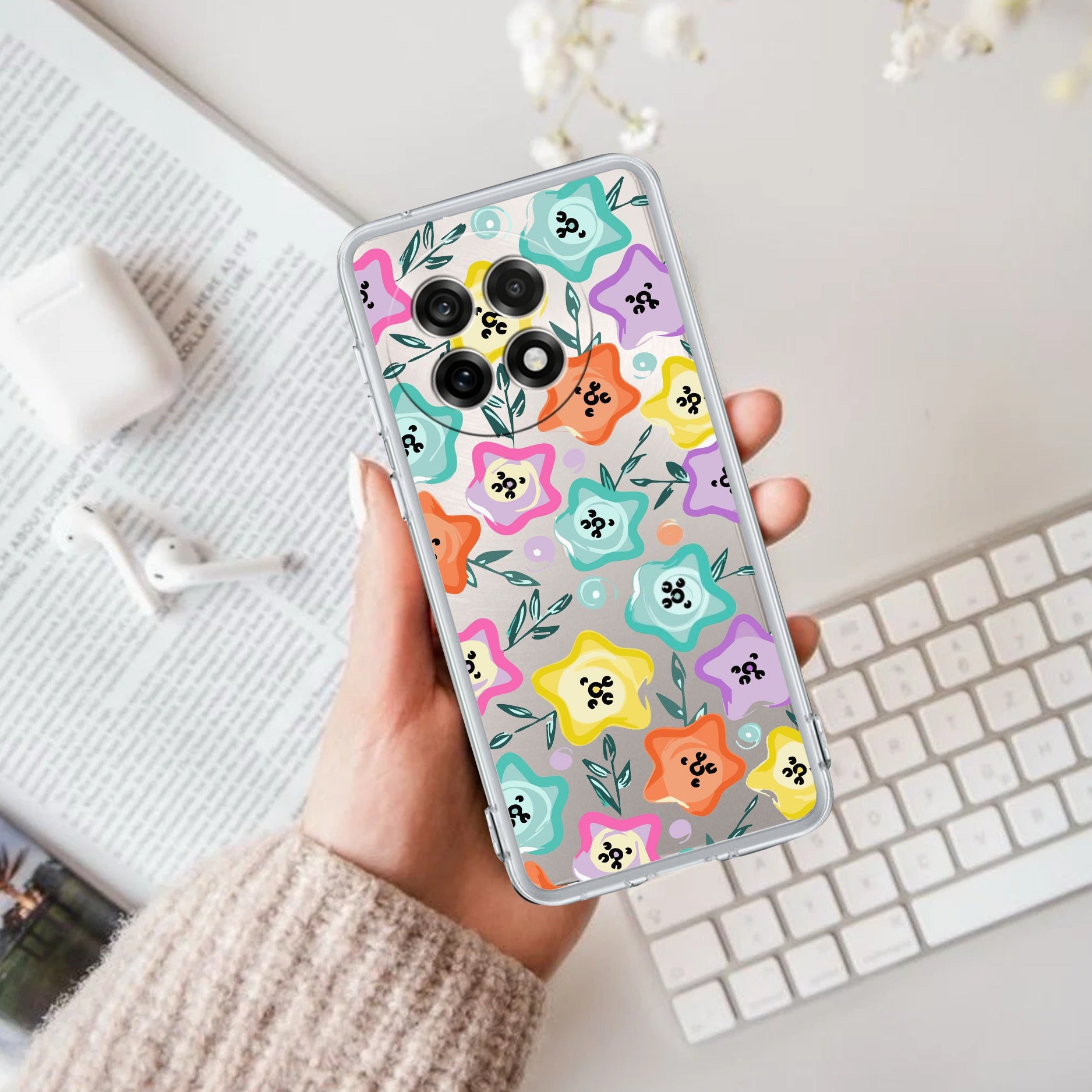 Star Floral Transparent Silicon Case For OnePlus 13R 5G
