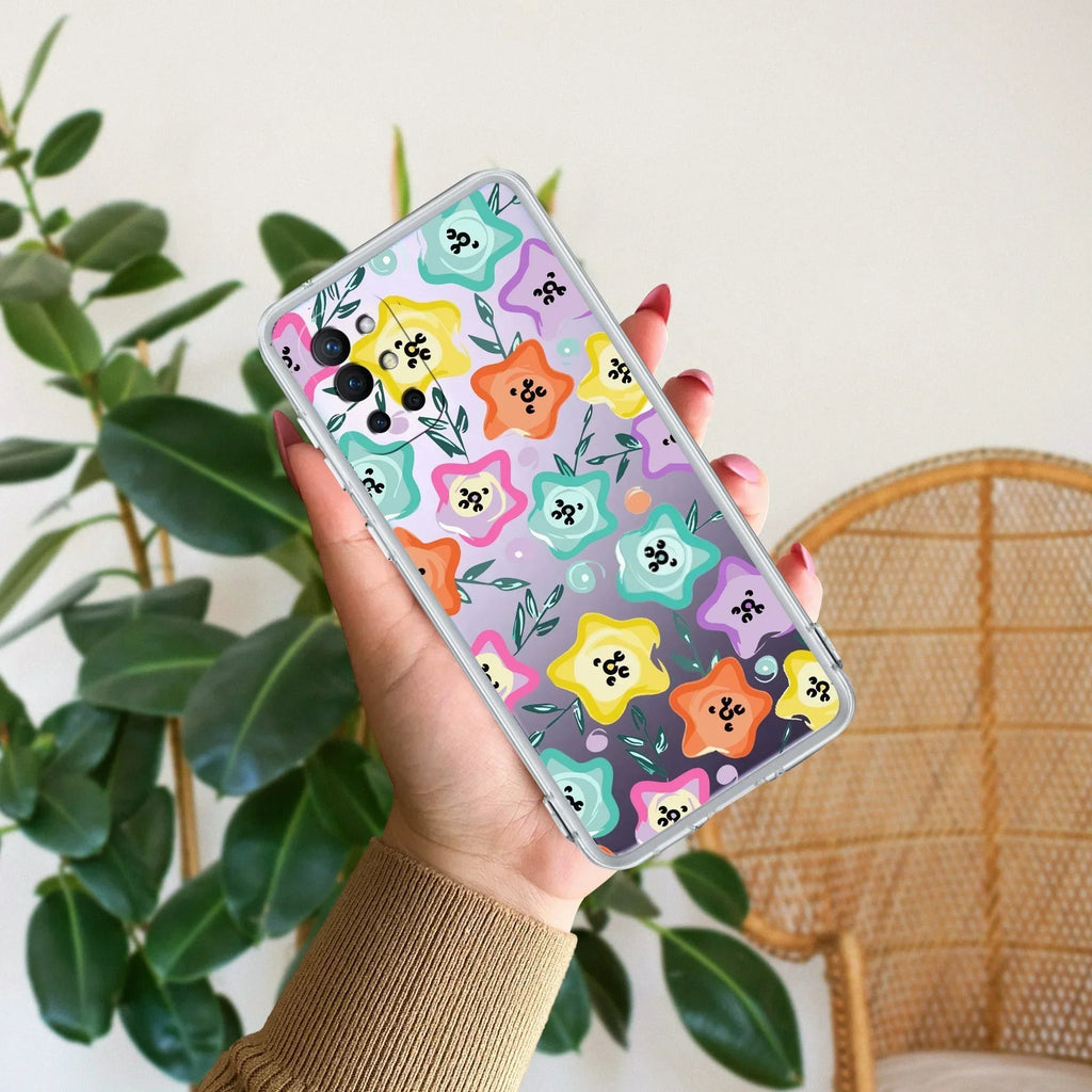 Star Floral Transparent Silicon Case For OnePlus 9