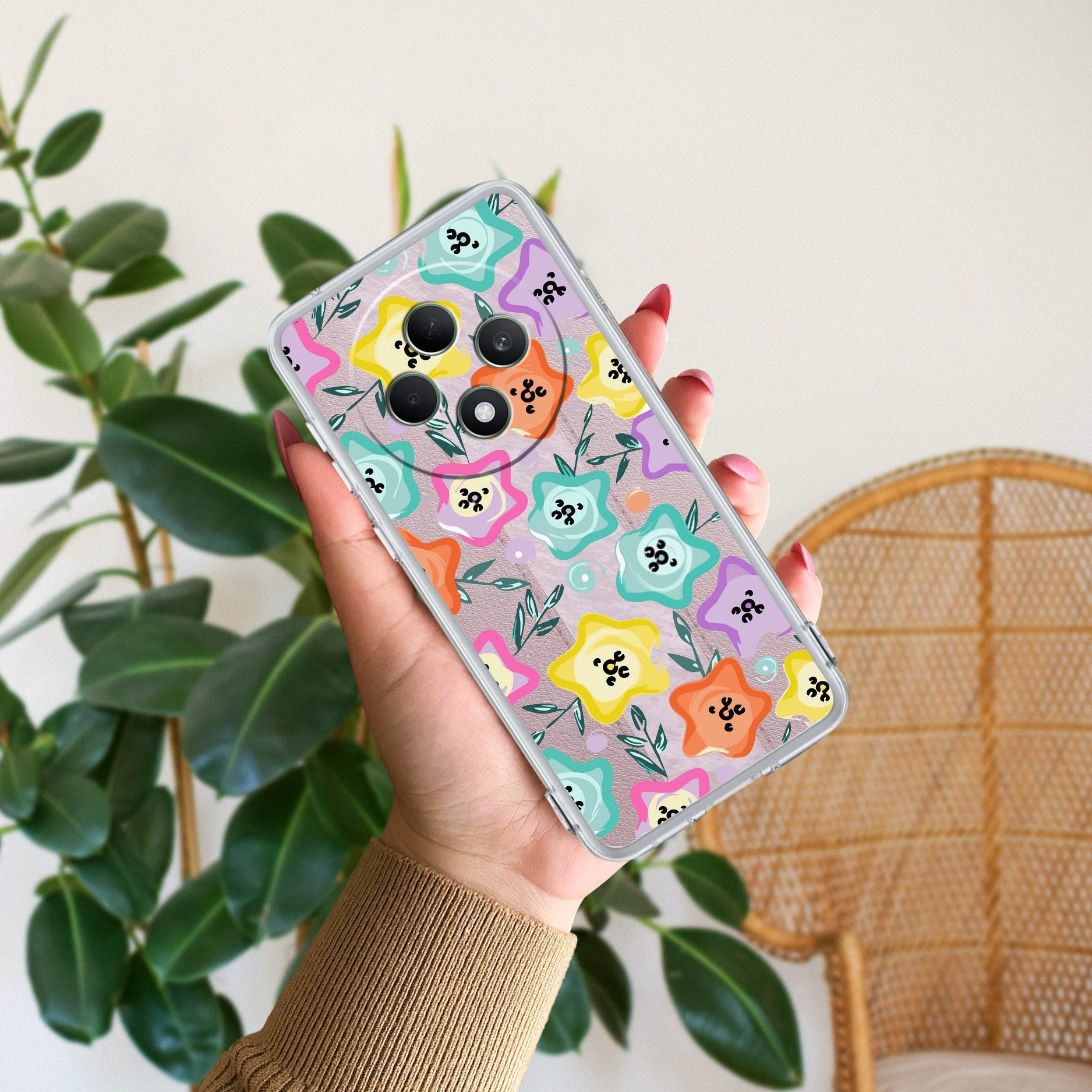 Star Floral Anti Yellow Case For Oppo F27 5G
