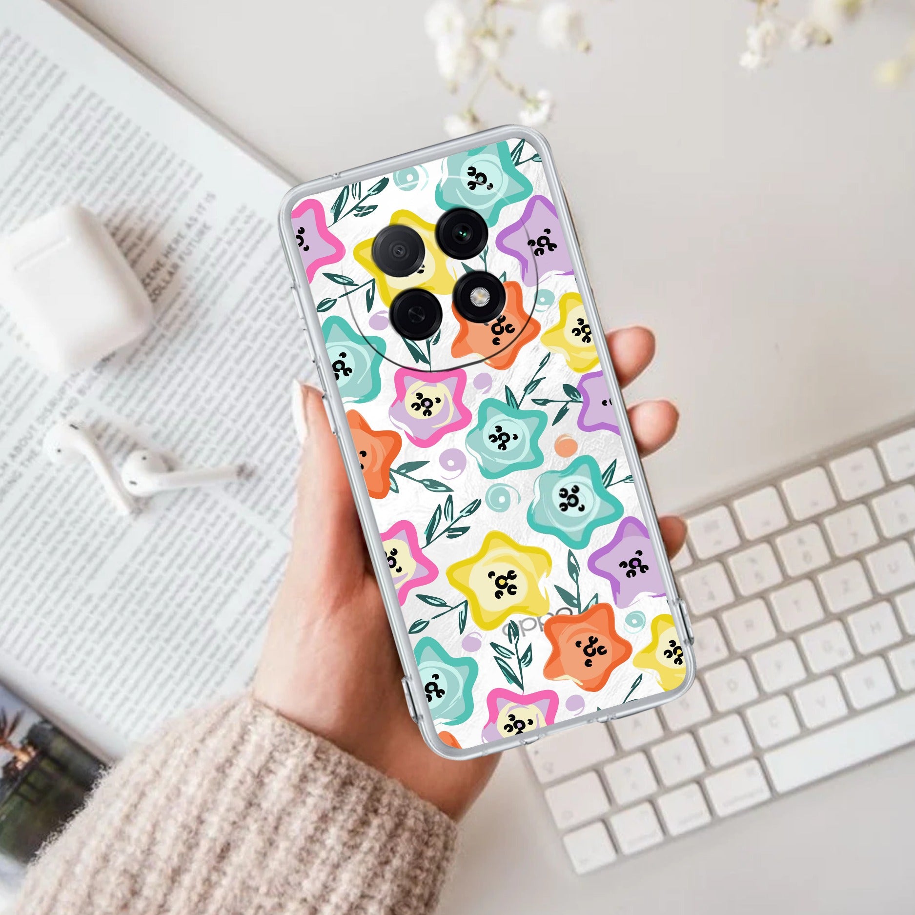 Star Floral Transparent Silicon Case For Oppo F29 Pro 5G