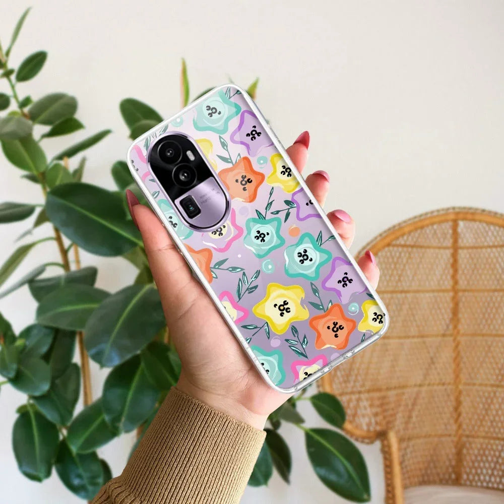 Star Floral Transparent Silicon Case For Oppo Reno 6 Pro 5G