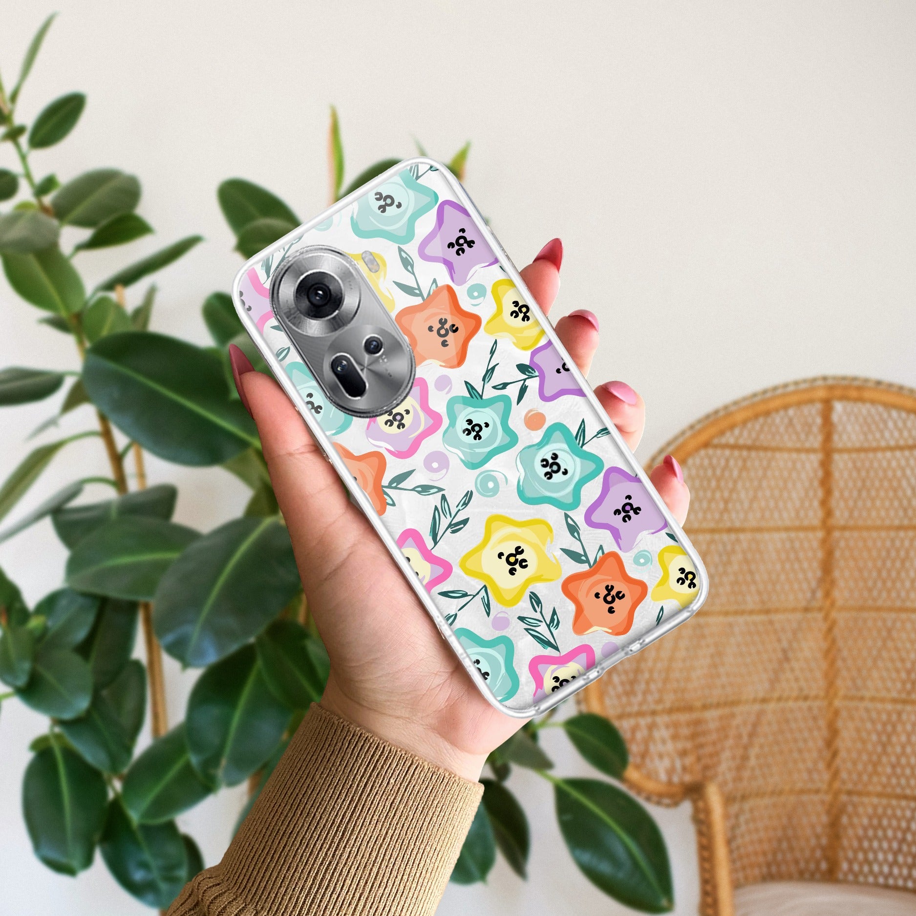 Star Floral Transparent Silicon Case For Oppo Reno 11 5G