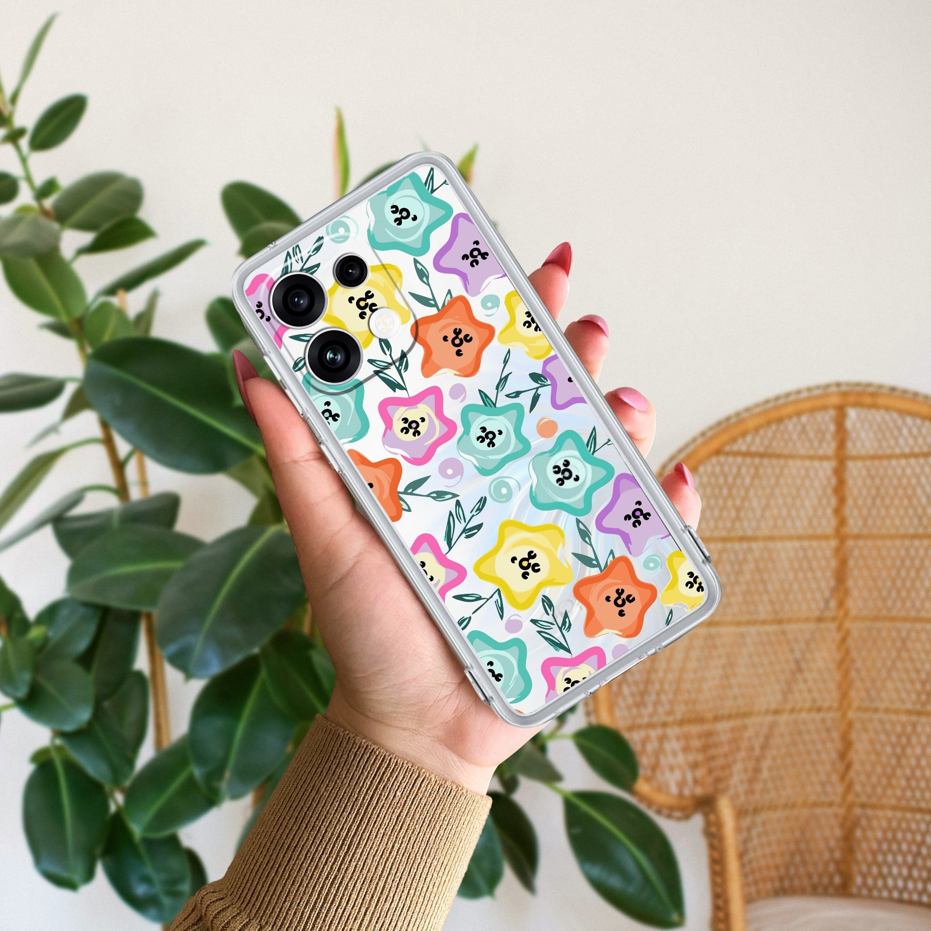 Star Floral Anti Yellow Case For Oppo Reno 16C 5G