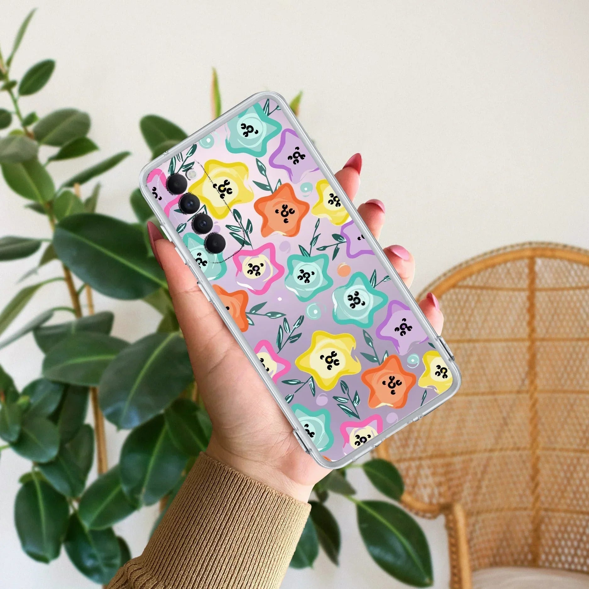 Star Floral Anti Yellow Case For Oppo Reno 4 Pro