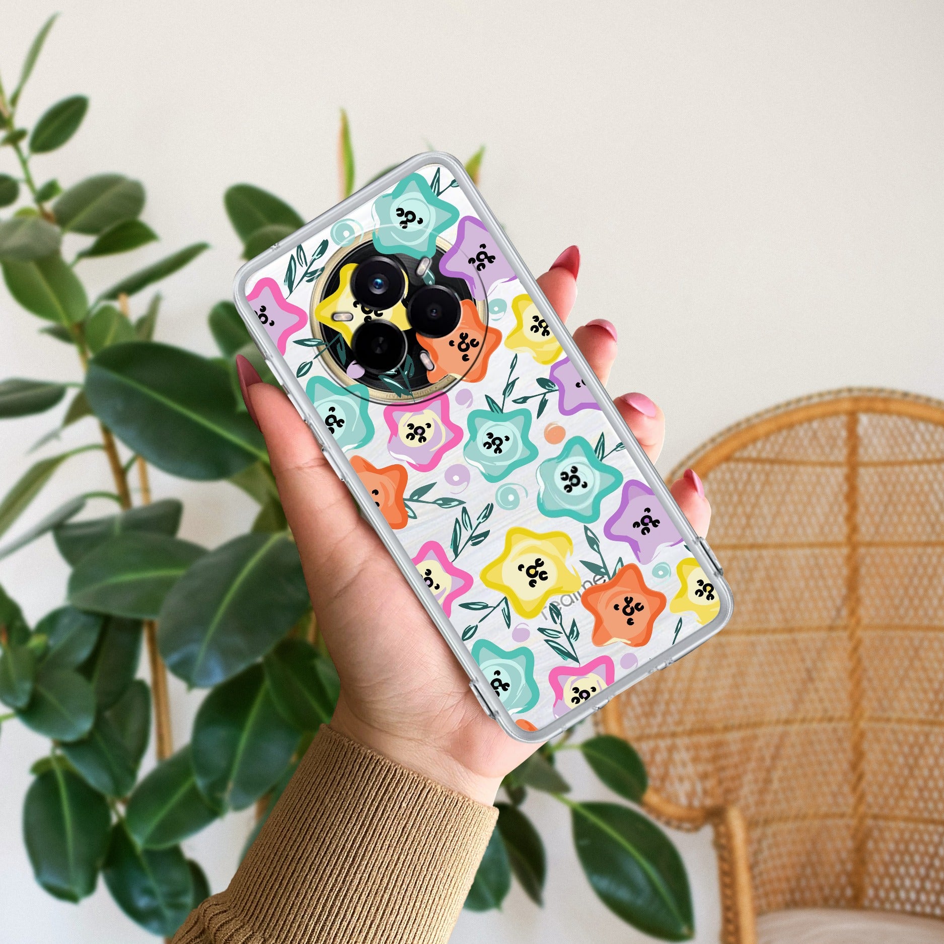 Star Floral Transparent Silicon Case For Realme 14 Pro 5G
