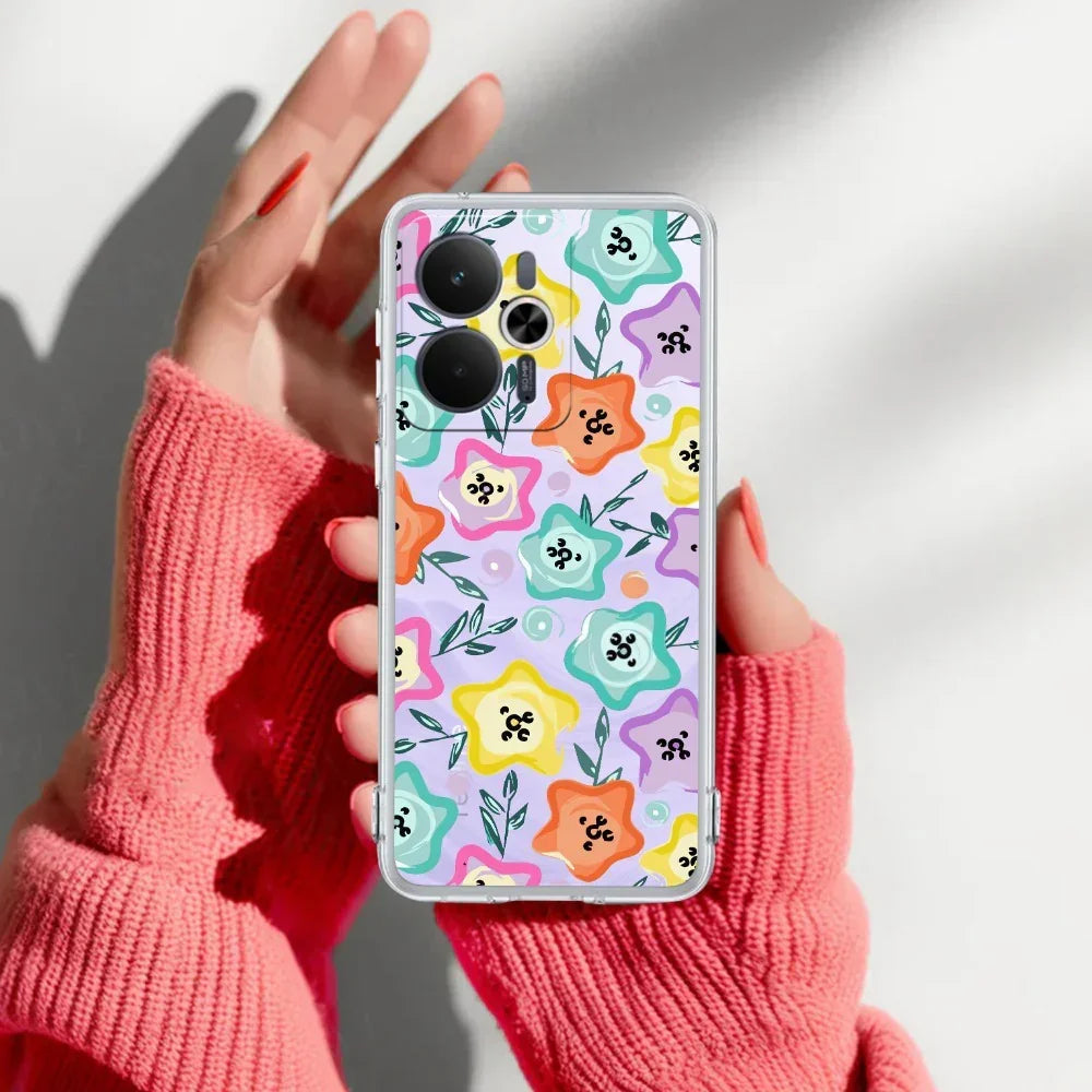 Star Floral Transparent Silicon Case For Realme C35 / Realme Narzo 50A Prime