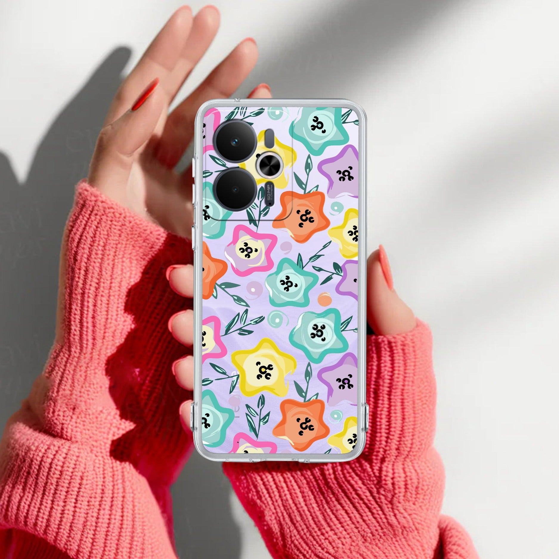 Star Floral Transparent Silicon Case For Realme 14T 5G