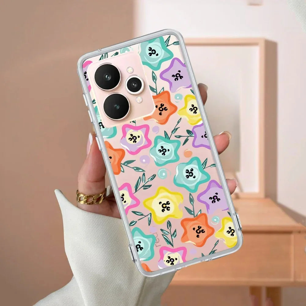 Star Floral Transparent Silicon Case For Realme Narzo 60X /  Realme 11X