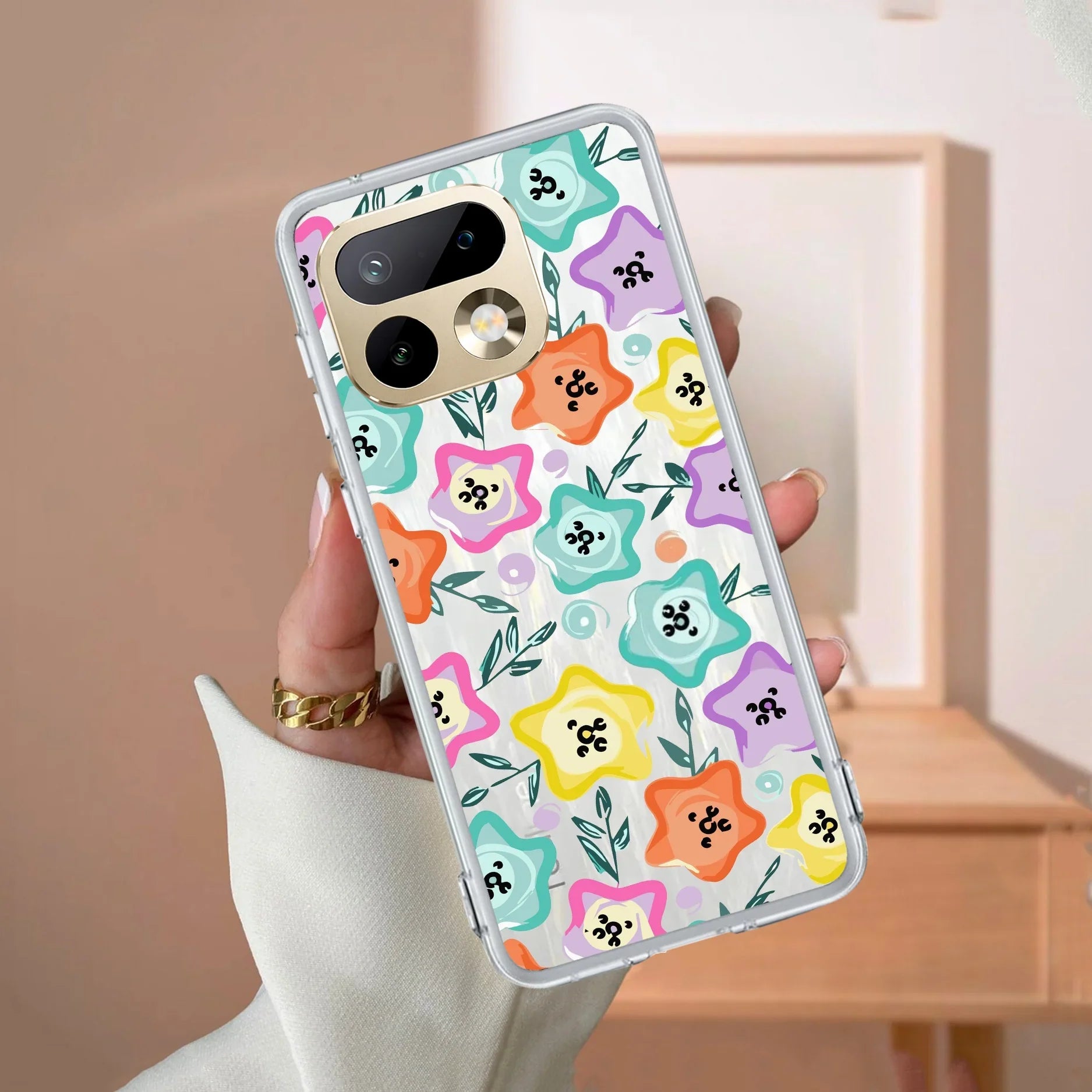 Star Floral Transparent Silicon Case For Realme C63 5G