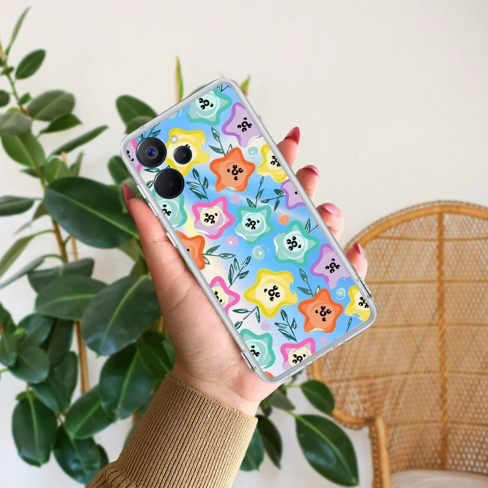 Star Floral Transparent Silicon Case For Realme GT 6T 5G