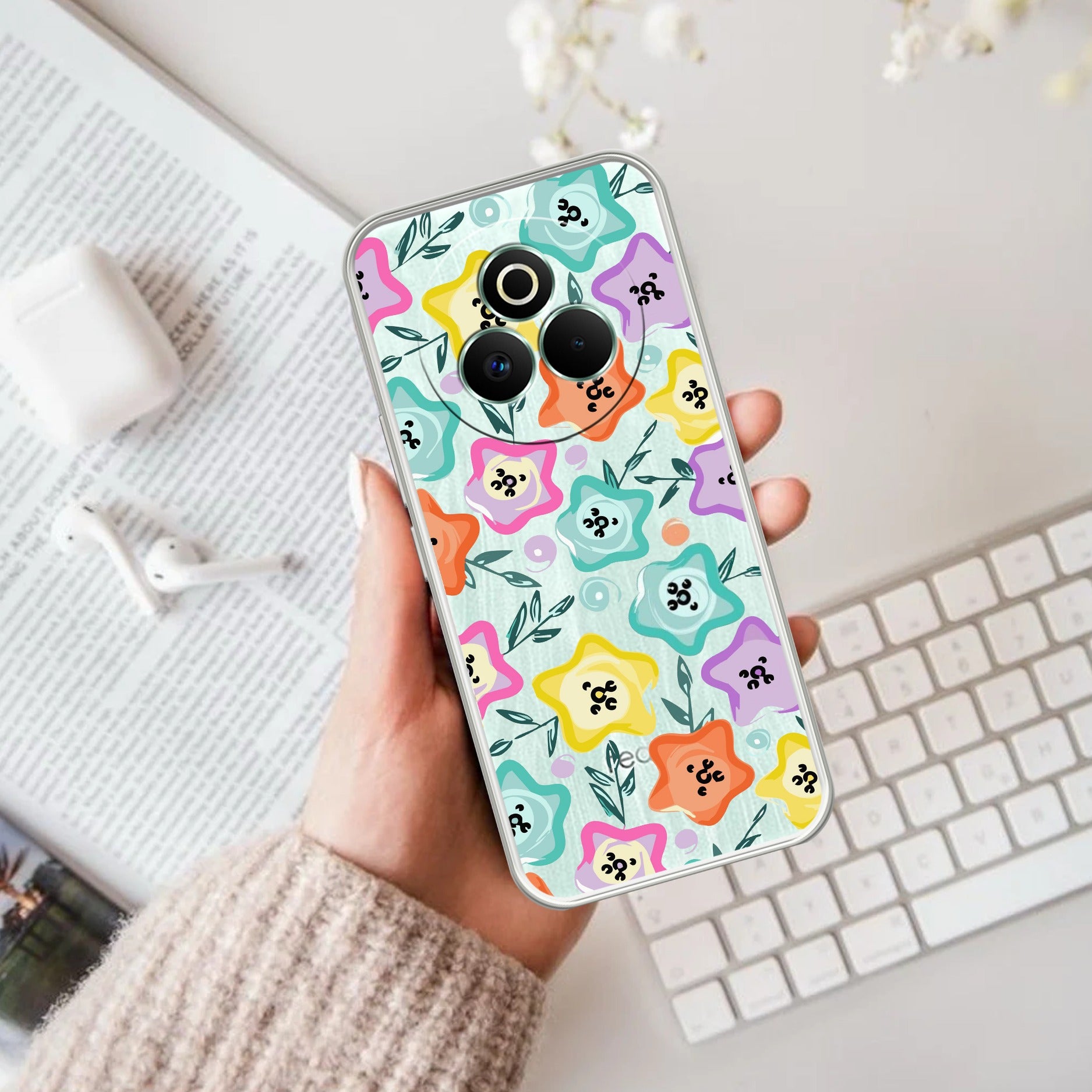 Star Floral Anti Yelllow Case For Realme P3 Pro 5G