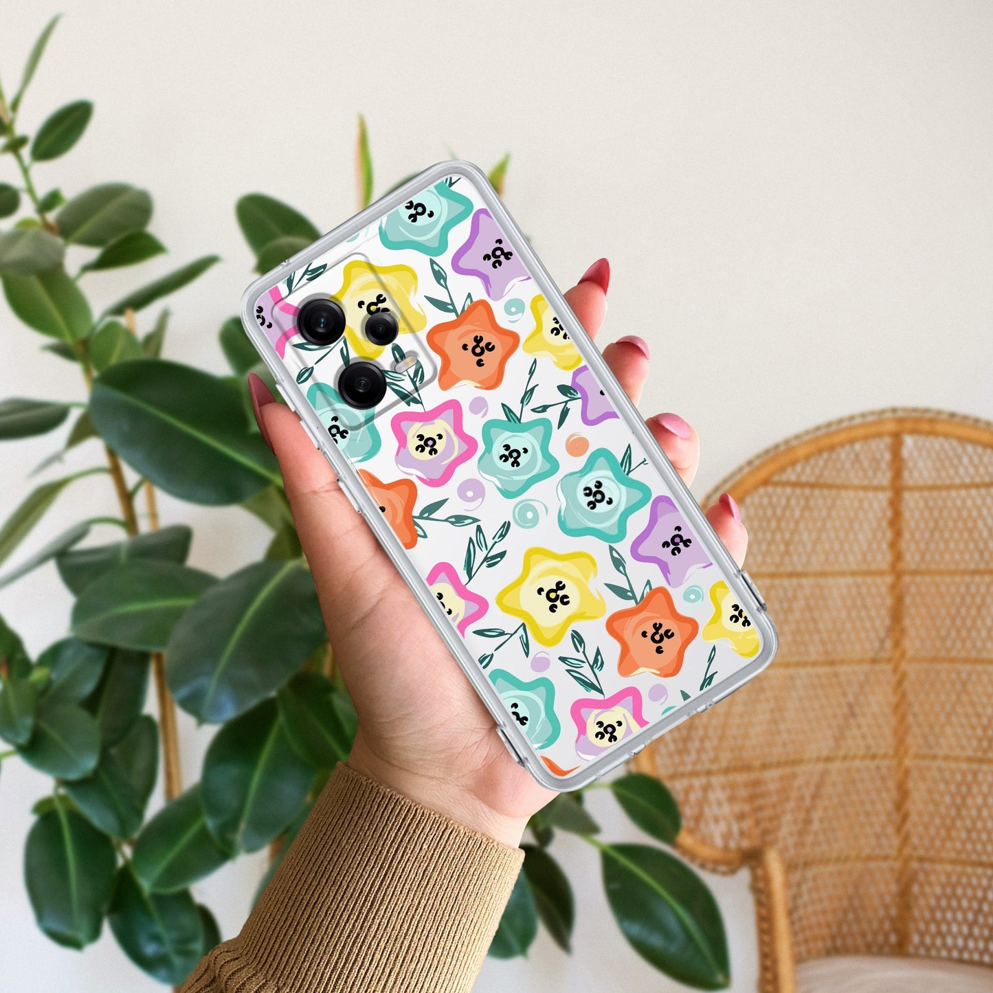Star Floral Transparent Silicon Case For Redmi/Xiaomi