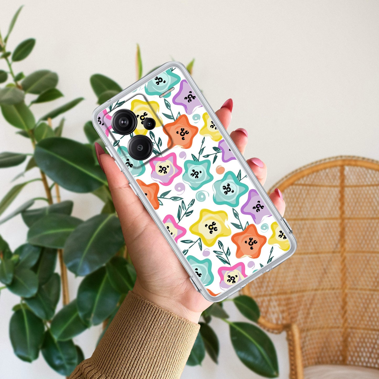 Star Floral Transparent Silicon Case For Redmi/Xiaomi