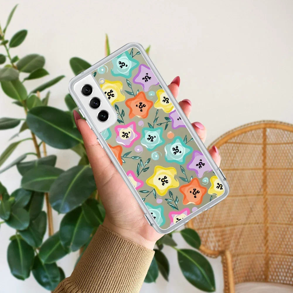 Star Floral Transparent Silicon Case For Samsung