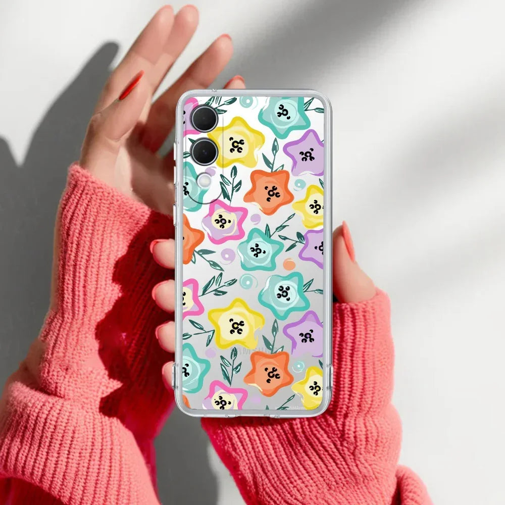 Star Floral Transparent Silicon Case For Samsung