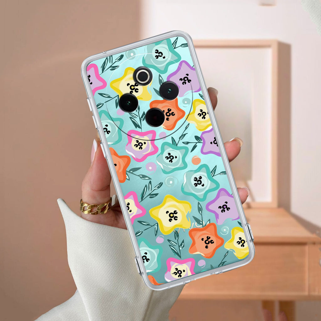 Star Floral Transparent Silicon Case For Vivo V29 5G