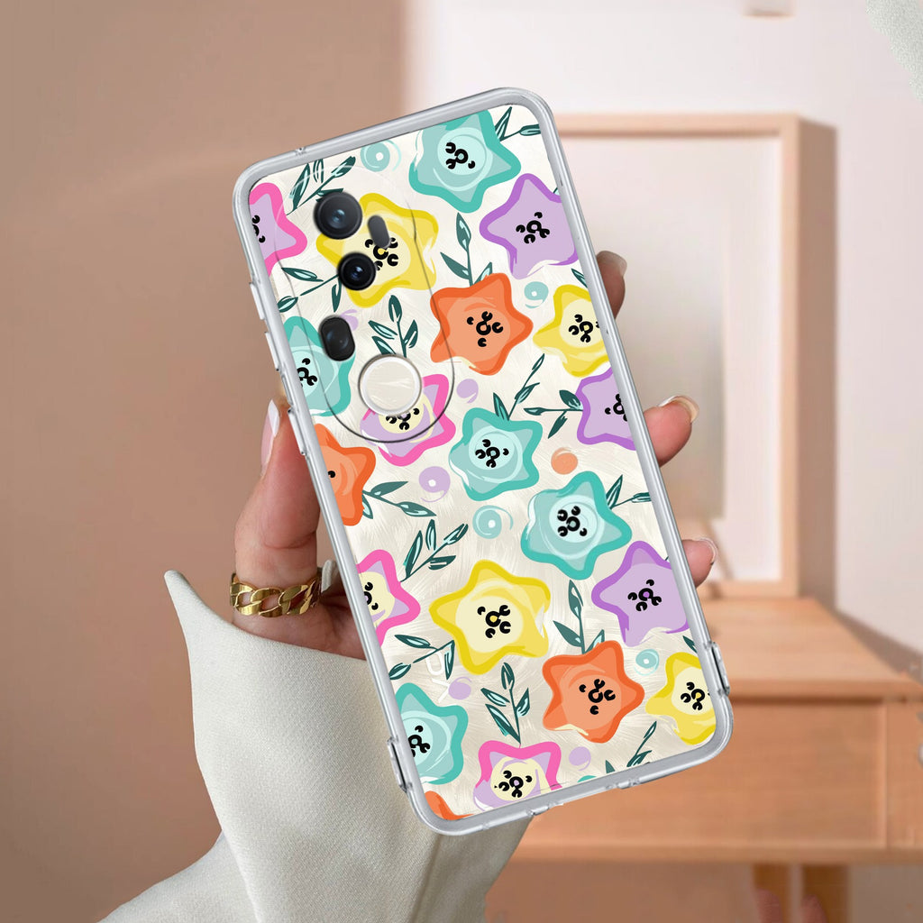 Star Floral Transparent Silicon Case For Vivo T2 5G