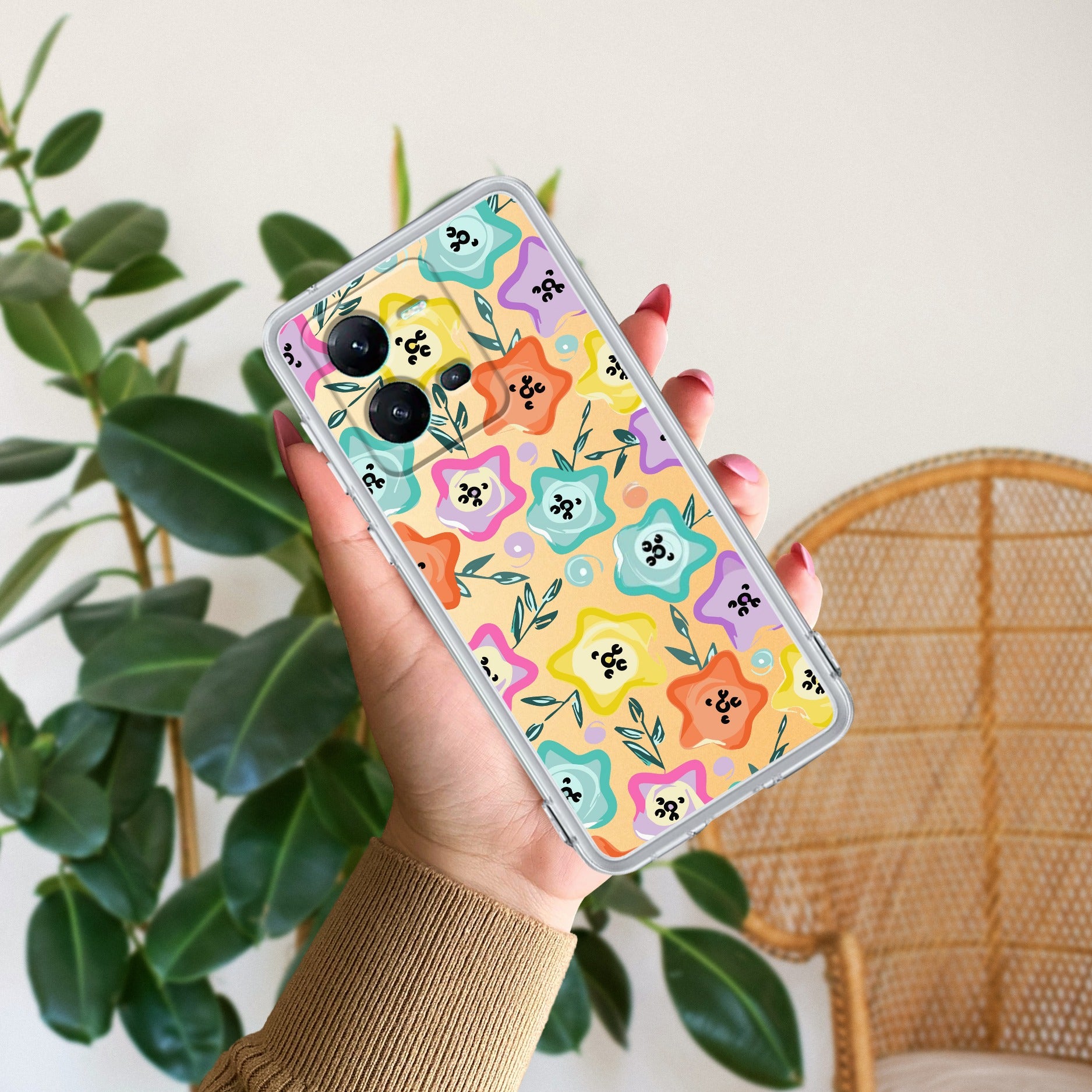Star Floral Transparent Silicon Case For Vivo Y19e