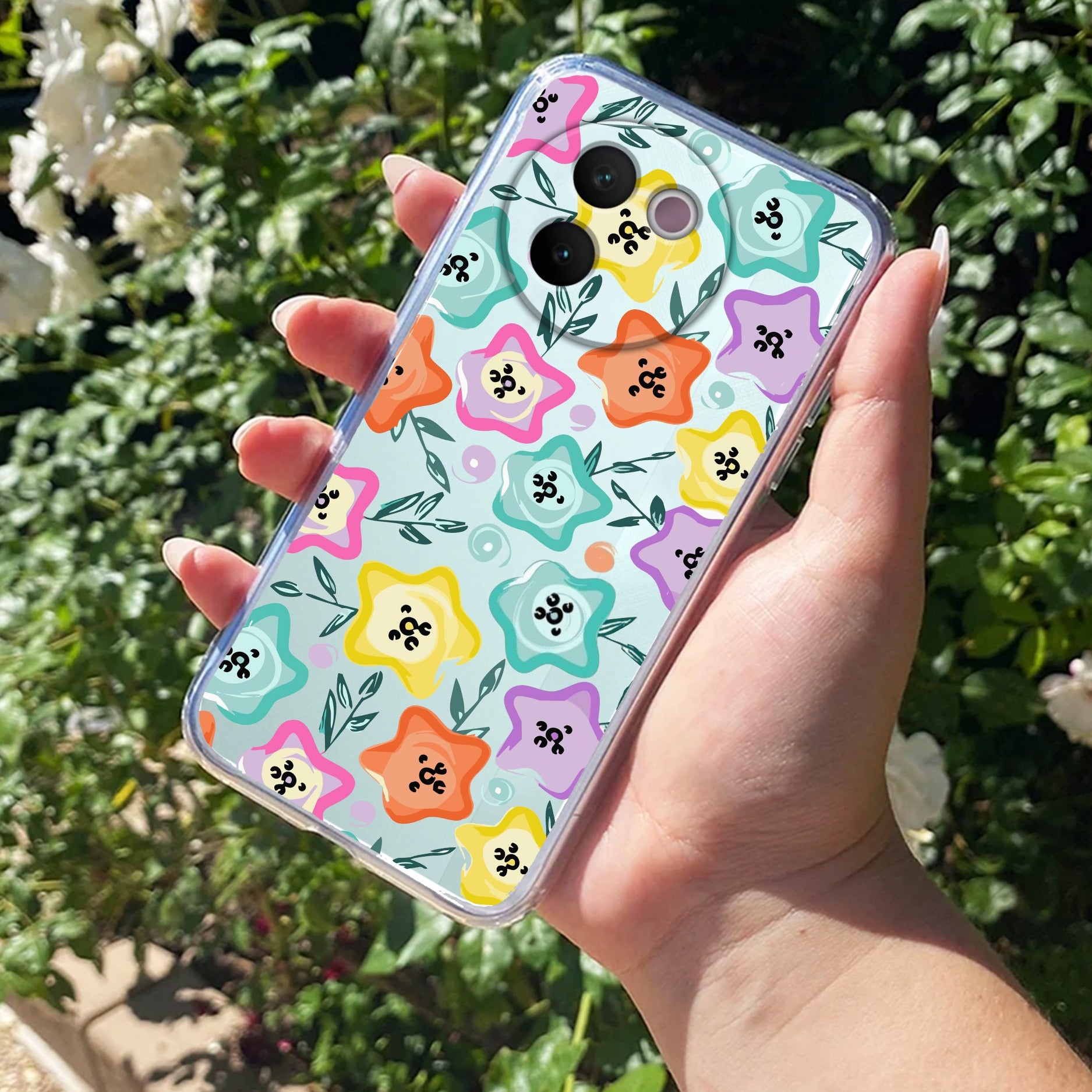 Star Floral Transparent Silicon Case For Vivo Y100 5G /  Vivo Y100A 5G
