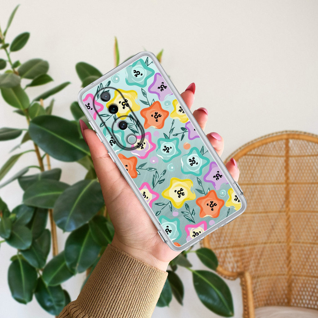Star Floral Transparent Silicon Case For Vivo T3 Pro 5G