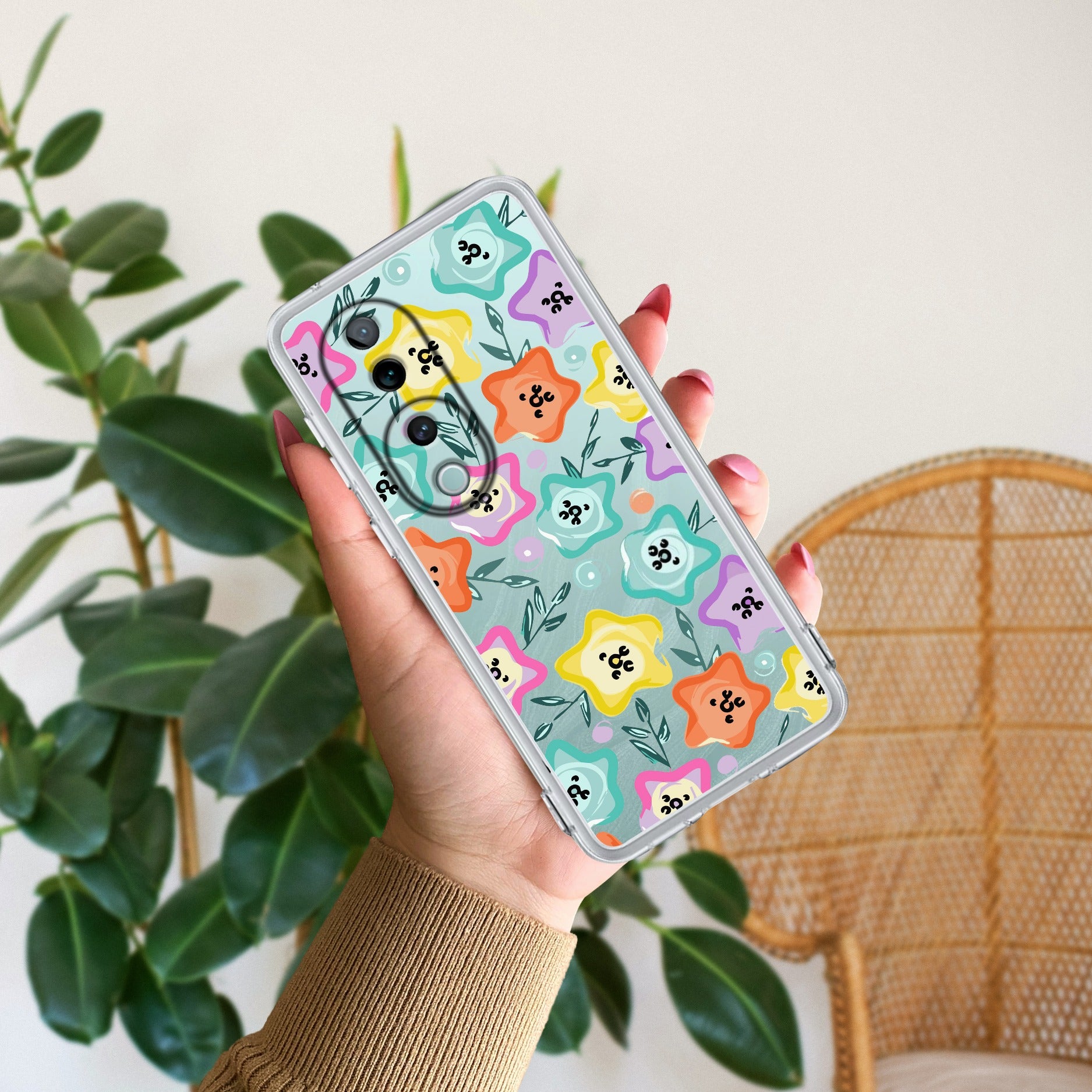 Star Floral Transparent Silicon Case For Vivo X60 Pro