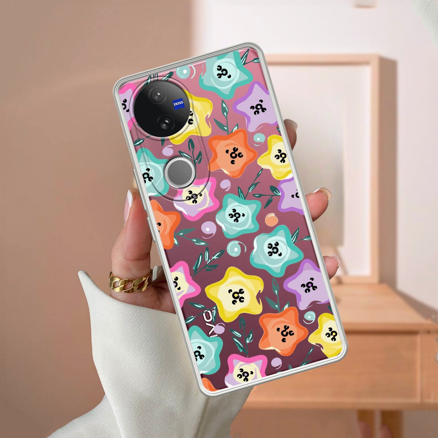 Star Floral Transparent Silicon Case For Vivo