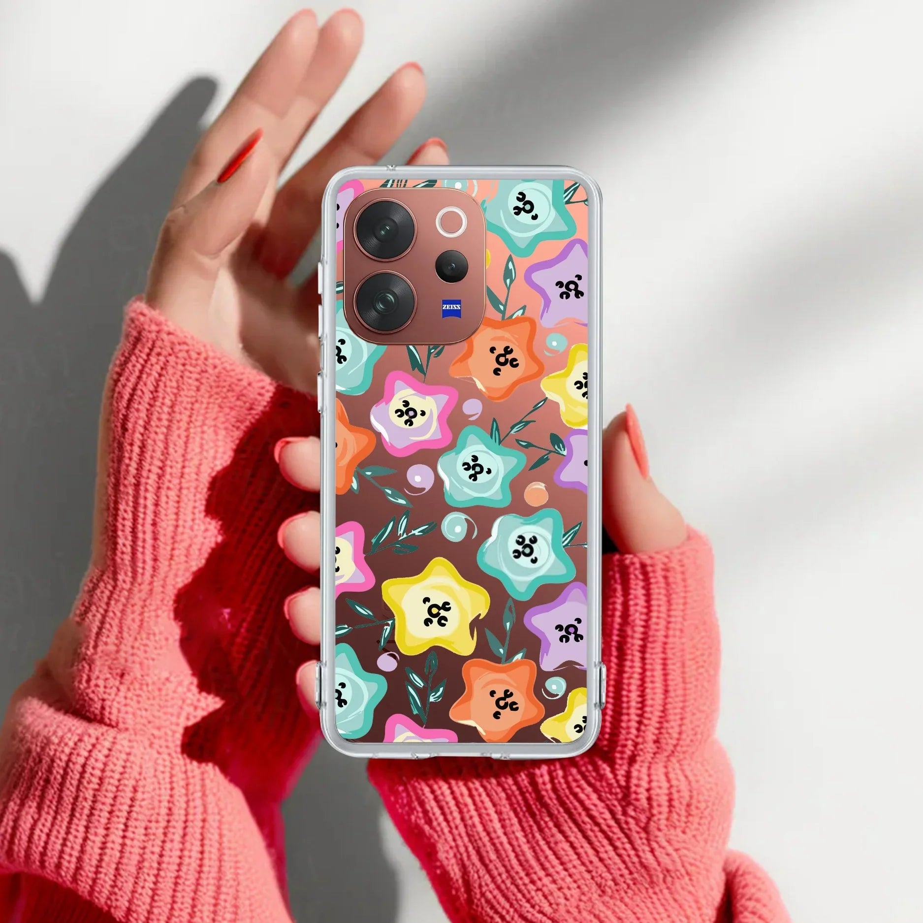 Star Floral Transparent Silicon Case For Vivo V23 Pro 5G