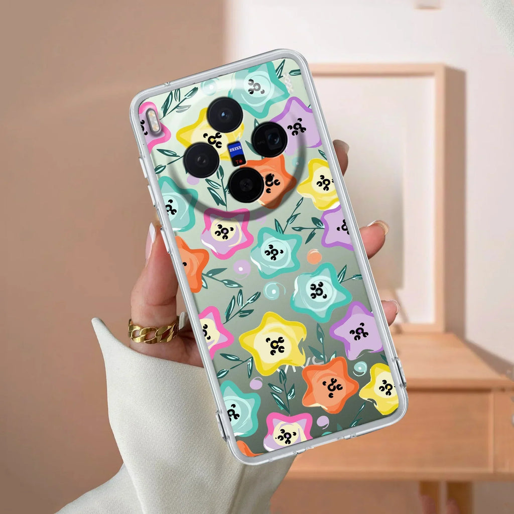 Star Floral Transparent Silicon Case For Vivo V23 5G