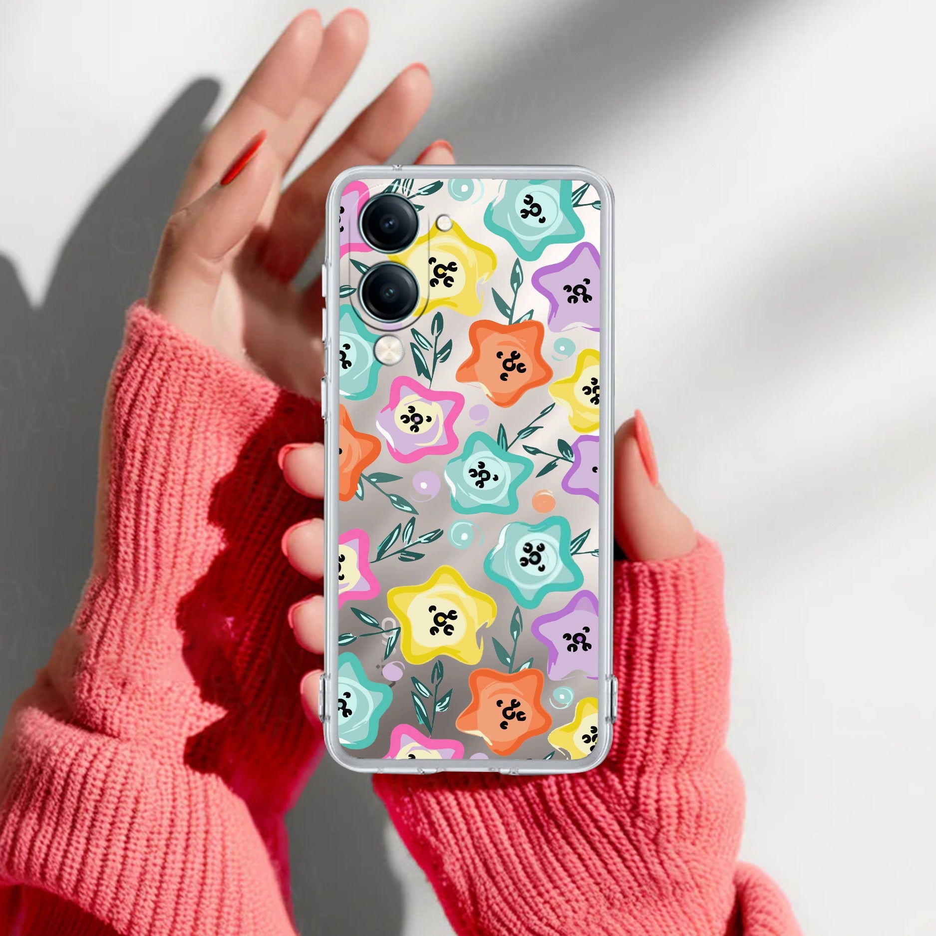 Star Floral Transparent Silicon Case For Vivo T4 Lite 5G