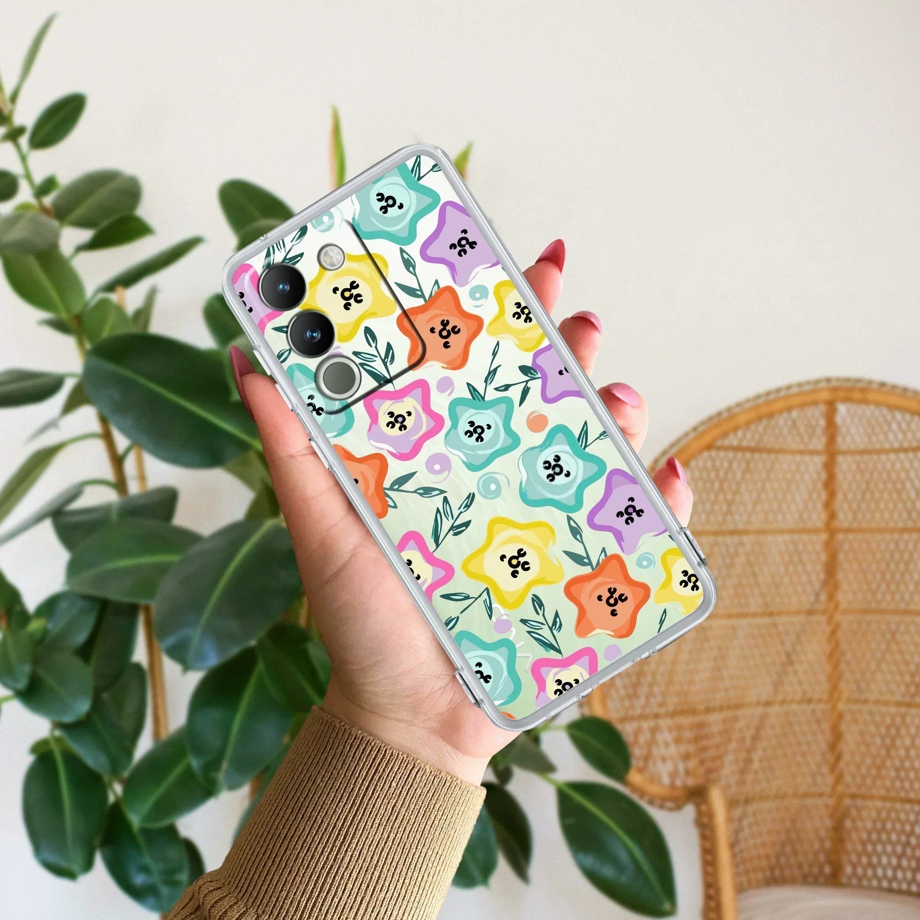 Star Floral Transparent Silicon Case For Vivo Y200 5G