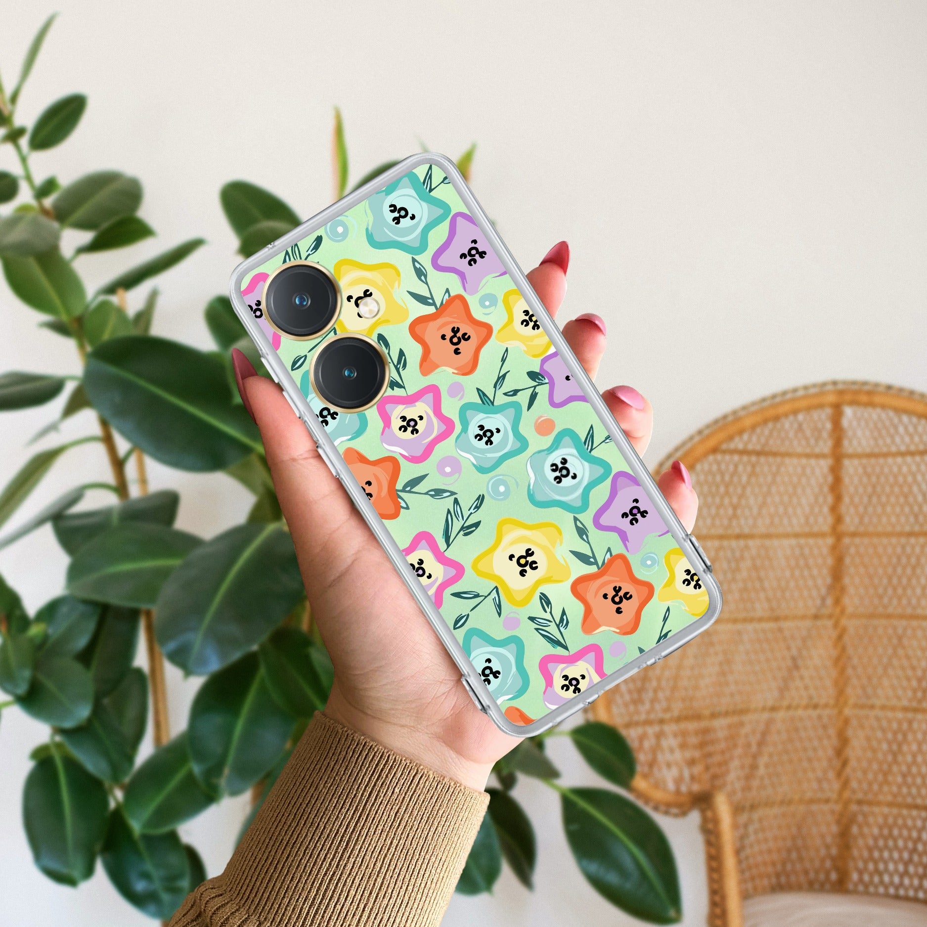Star Floral Transparent Silicon Case For Vivo Y27 4G