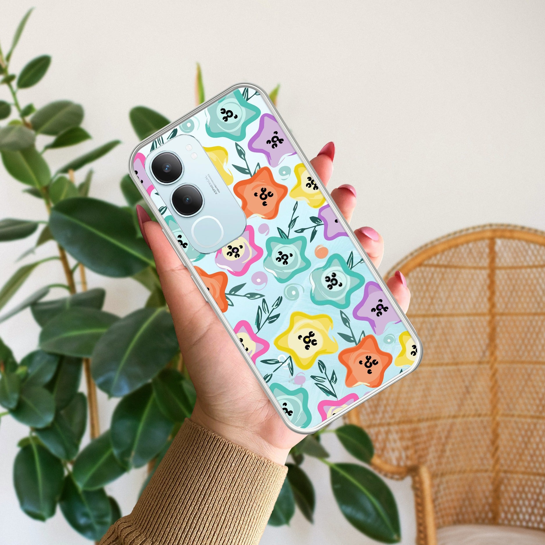 Star Floral Transparent Silicon Case For Vivo Y29 5G