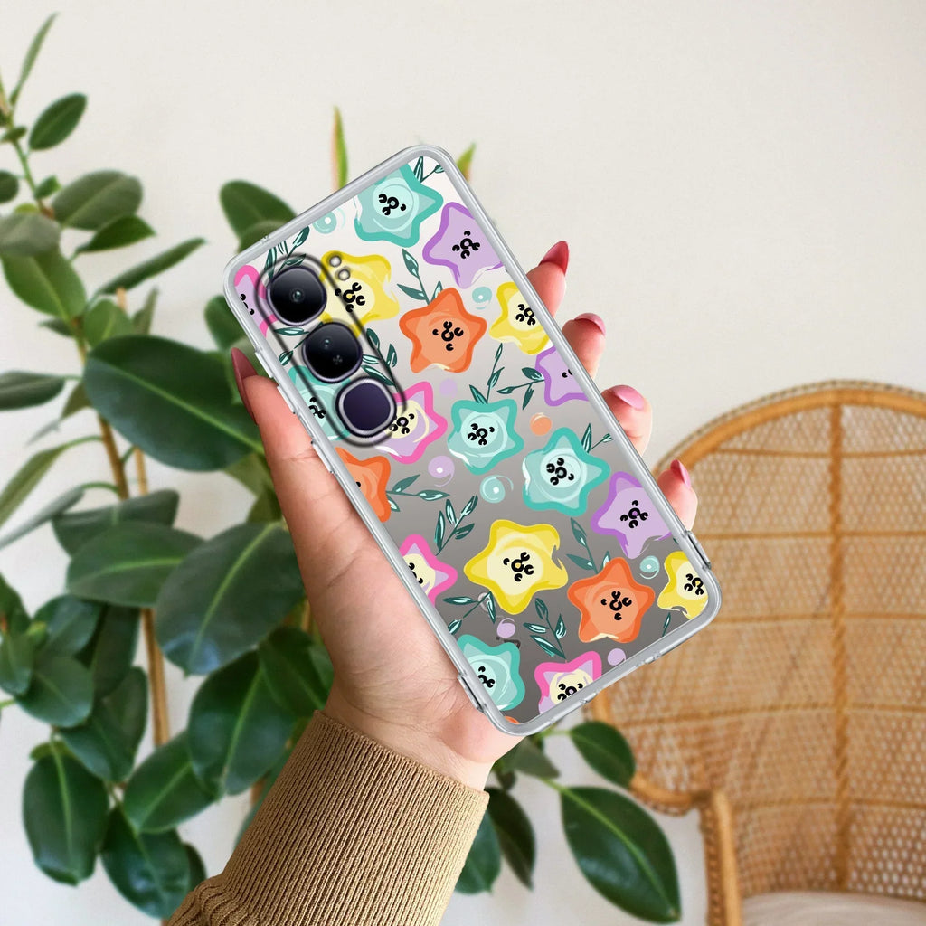 Star Floral Transparent Silicon Case For Vivo Y300 5G