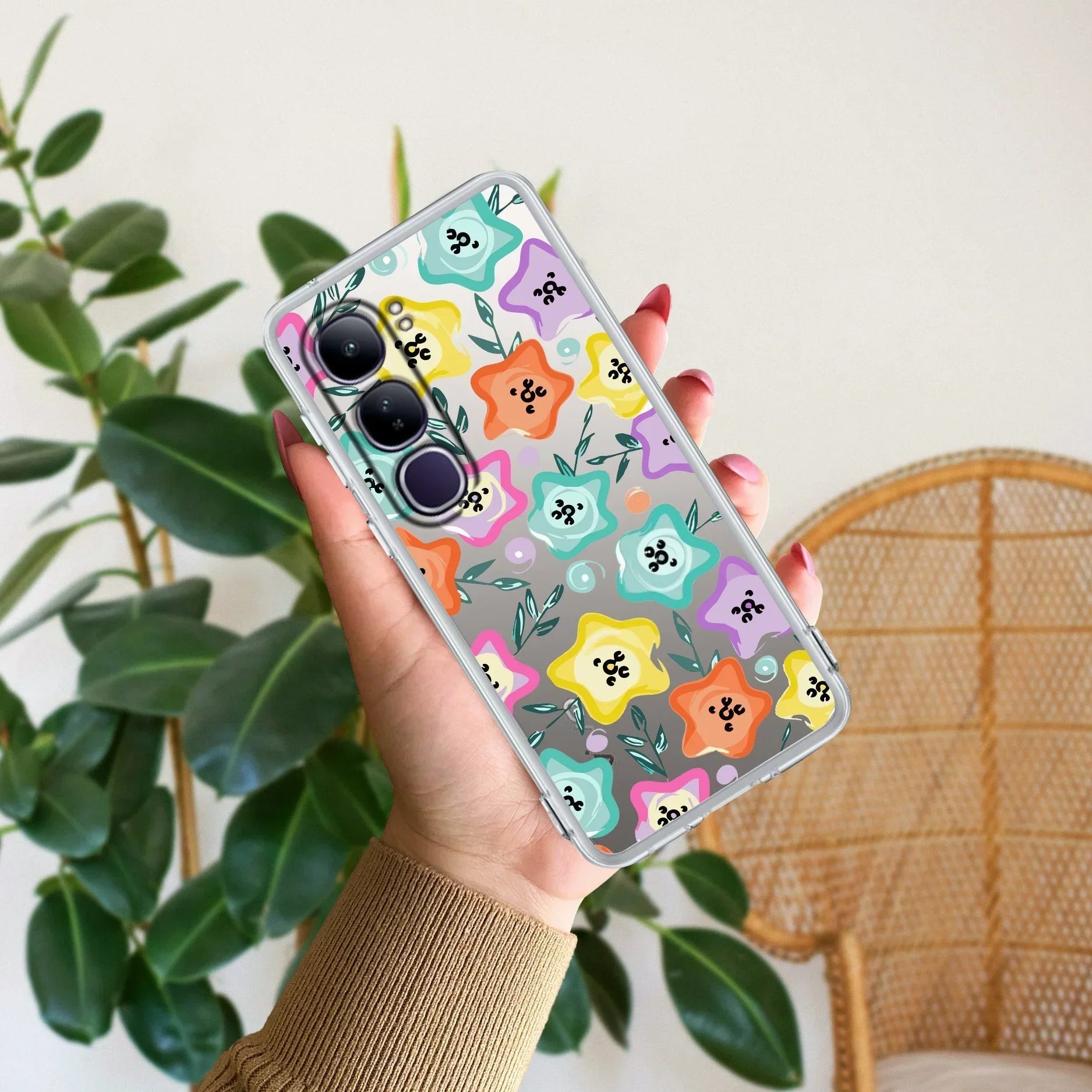 Star Floral Transparent Silicon Case For Vivo Y300 5G
