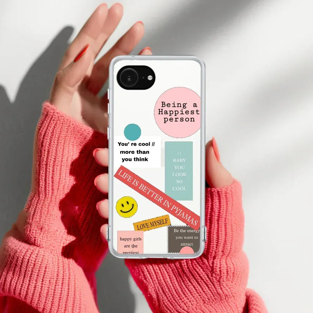 Stickers Happiest Person Anti Yellow Case Peach For iPhone 17e