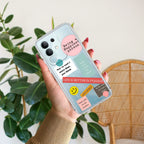 Stickers Happiest Person Transparent Silicon Case Peach For iQOO Z7 5G