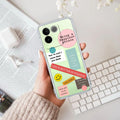 Stickers Happiest Person Transparent Silicon Case Peach For iQOO Z7 Pro 5G