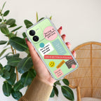 Stickers Happiest Person Transparent Silicon Case Peach For iQOO Z9 5G