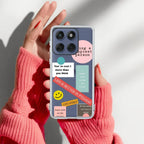 Stickers Happiest Person Transparent Silicon Case Peach For Motorola